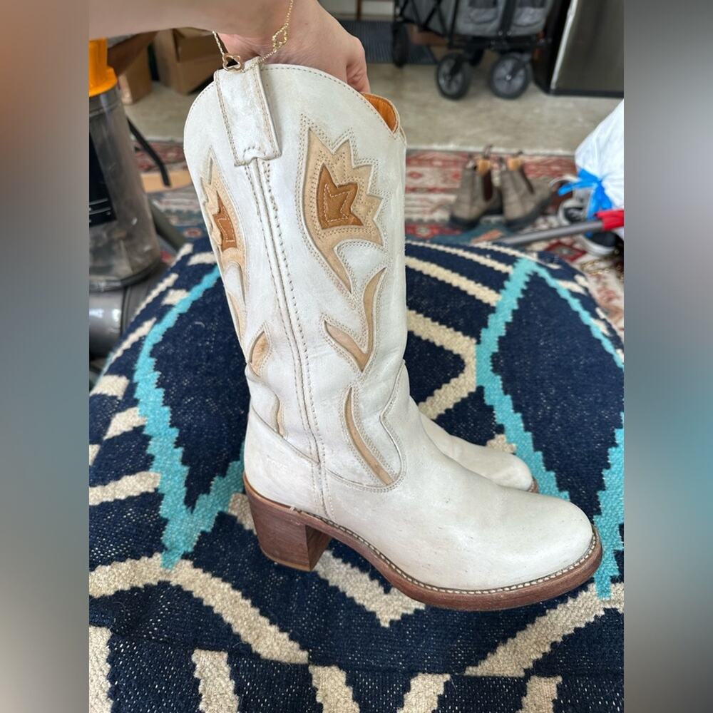 FRYE vintage Sabrina floral inlay cowboy Western boots size 8.5 - Picture 5 of 8